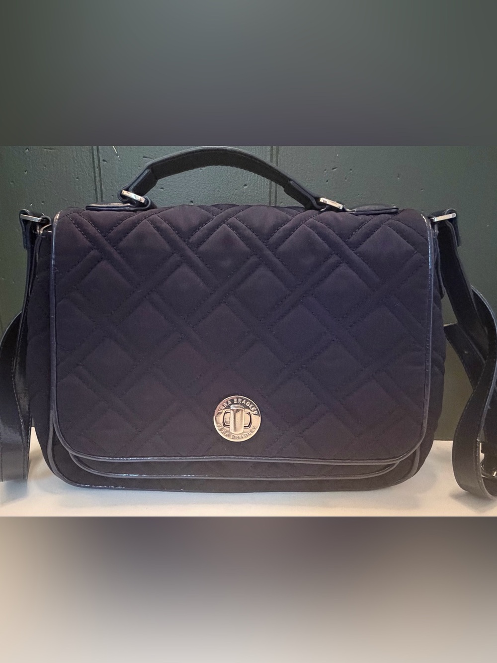 Vera Bradley Quilted Turnlock Satchel - Navy Blue